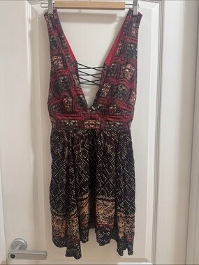 Free People Deep Red and Black Boho top